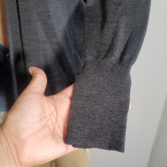 Eileen Fisher 100% MerinoWool Cardigan Sz Petite M Open Sweater Long Sleeve Grey - Picture 3 of 13